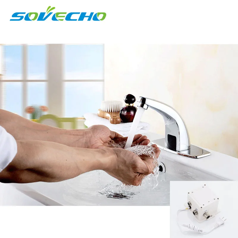 

Hot & Cold Bathroom Automatic Touch Free Sensor Faucets water saving Inductive electric Water Tap mixer battery power