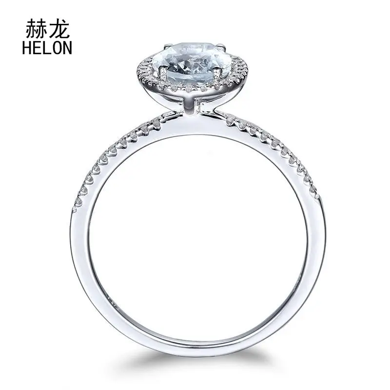 Certified Oval Aquamarine Gemstone Rings Solid 10K White Gold Engagement Diamonds Rings For Women Wedding Trendy Fine Jewelry