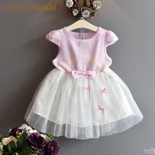 Одежда для девочек с надписью «LOVE DD& MM»; платья; Новинка года; летнее модное платье с короткими рукавами в клетку для девочек
