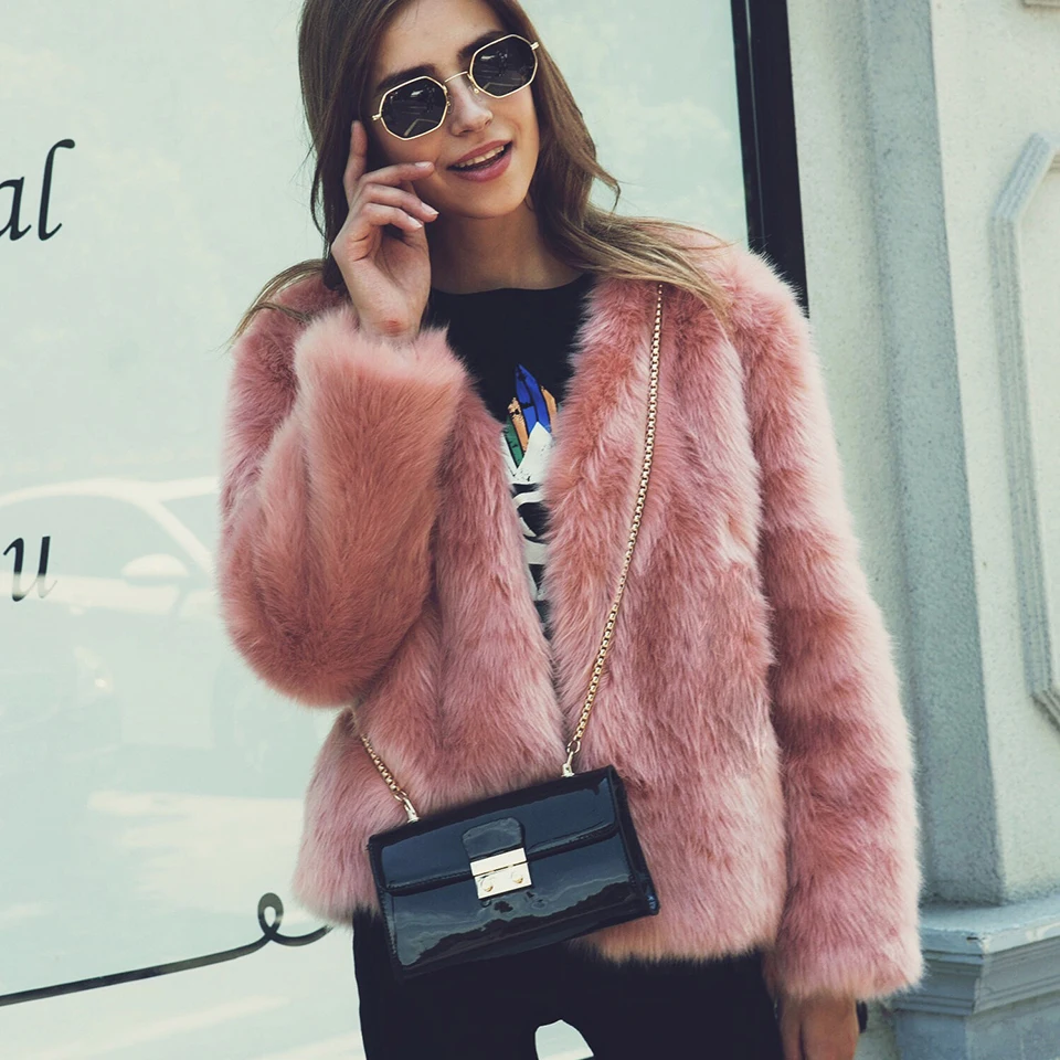 Élégant Chaud Fourrure green 2018 Veste Vêtements Manteau Automne white Pink Femmes Épais Hiver Survêtement Nouvelle Faux Rose Mode Manteaux black Vison De Aikooki Oq7wxfa7