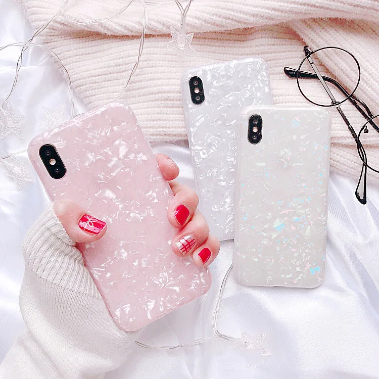 Glitter Phone Case For Samsung Galaxy S10 S10plus S9 S8 plus marble Dream Shell Pattern Soft TPU silicone cases Cover S10+ coque