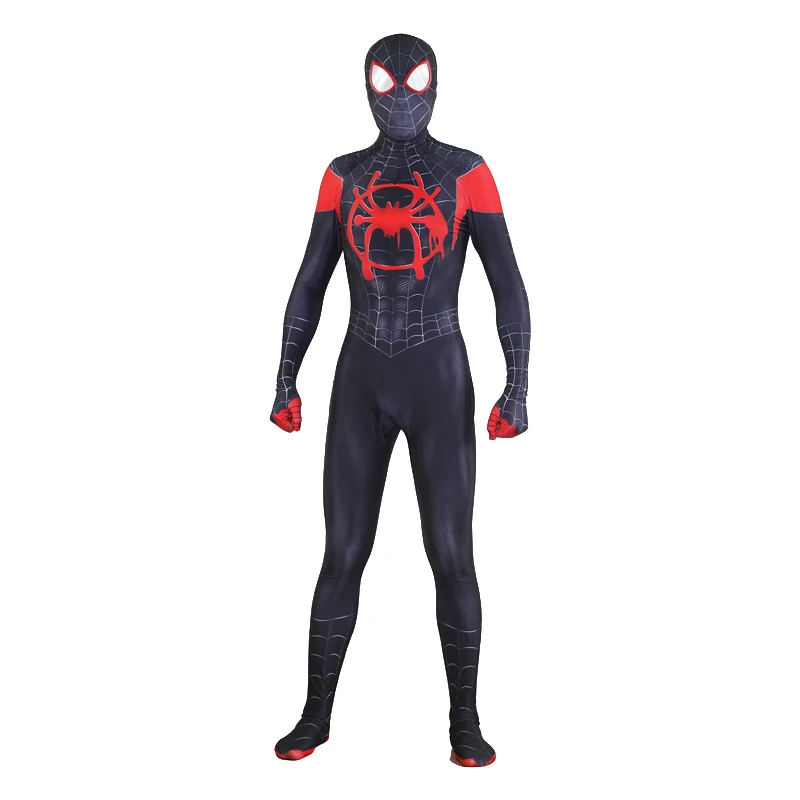 Children Adult Spider-man Into The Spider Verse Miles Morales Cosplay Costume Spiderman Pattern Bodysuit Zentai Suit Jumpsuit