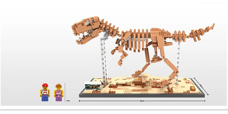 LOZ 9023 Юрского периода Tyrannosaurus Fossil скелет динозавра 3D модель DIY Nano Конструкторы