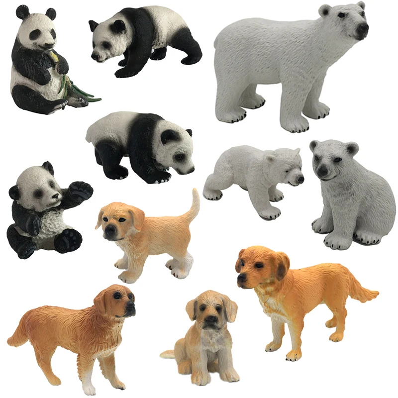 

Plastic Animal Toy Set Action Figure Model Mini Animal PVC Panda Bear Dog Deer Collection Decoration Model Toys For Children #E