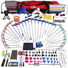 PDR Paintless Dent Repair Tools Push Rod Hooks Crowbar tool kit LED Light Reflector Board Glue Puller PDR Dent Removal tool kit