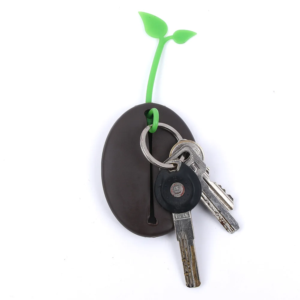 

New Novelty Silicone Coffee Bean Shape Keyring Key Bag Purse Pouch Holder Xmas Gifts