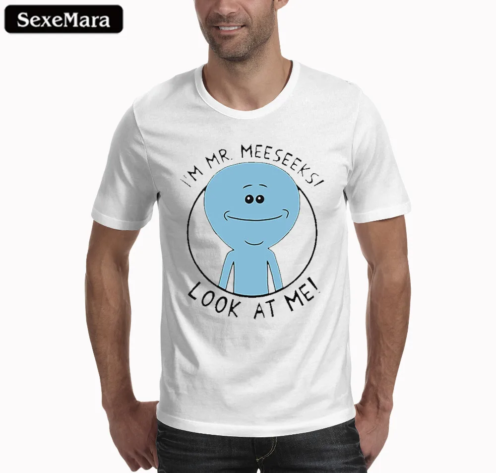 

Rick and Morty mr meeseeks look at me Get Schwifty fallout Men Clothes short Sleeve Slim Fit T Shirt Men T-Shirt Casual T