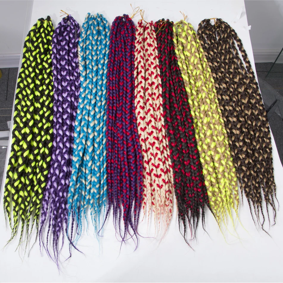 Qp hairCrochet Braids Medium Box Braid Hair Extensions Ombre Synthetic Braiding Hair Crotchet Bulk