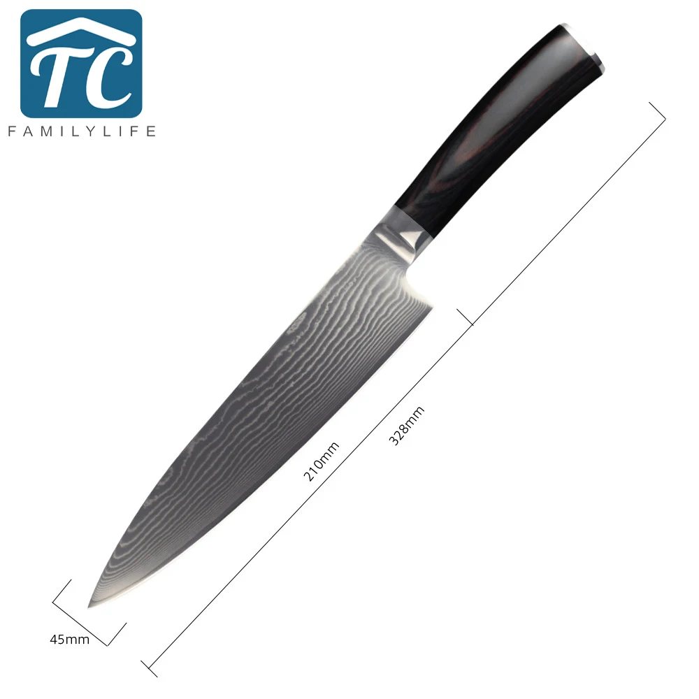 Damascus Steel Knives Japanese Cleaver Kitchen Knife 8" Ultra Sharper