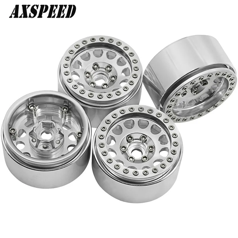 Bright silver 1.9 Alloy Metal Beadlock Wheel Rims for AXIAL SCX10 D90 TRX-4 RC 1/10 Car