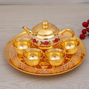 

Metal Art Craft Wine Pot and Cups Set Home Decoration Gift Kitchen Drink Tea Sets Vintage Decor