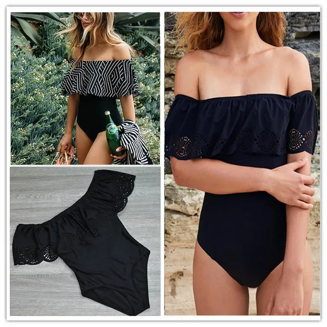 Best Price 2017 New Sexy Off The Shoulder Solid Swimwear Women One Piece Swimsuit Female Bathing Suit Ruffle Monokini Swim Wear XL Best Price 2017 New Sexy Off The Shoulder Solid Swimwear Women One Piece Swimsuit Female Bathing Suit Ruffle Monokini Swim Wear XL