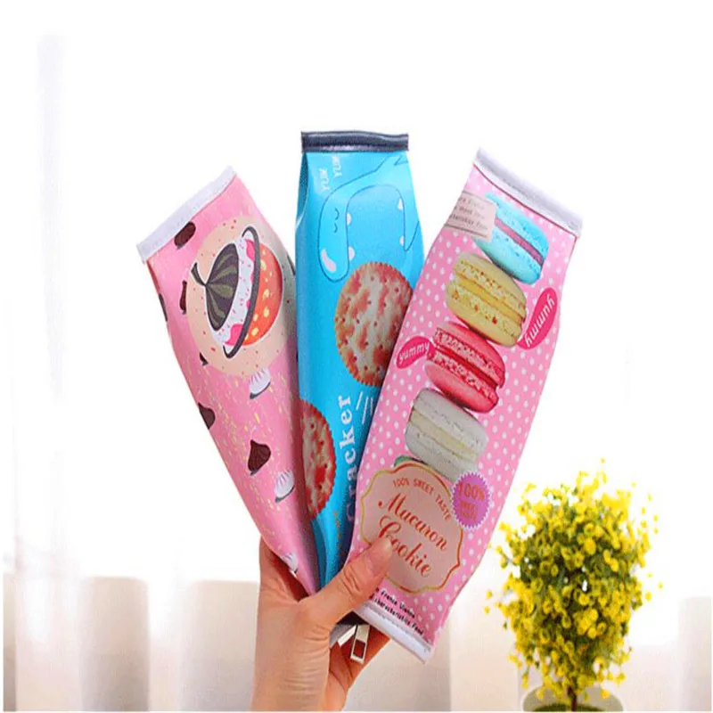 

1 piece/lots Small bag creative high school student PU pencil case children's school supplies stationery funny cookies snack bag