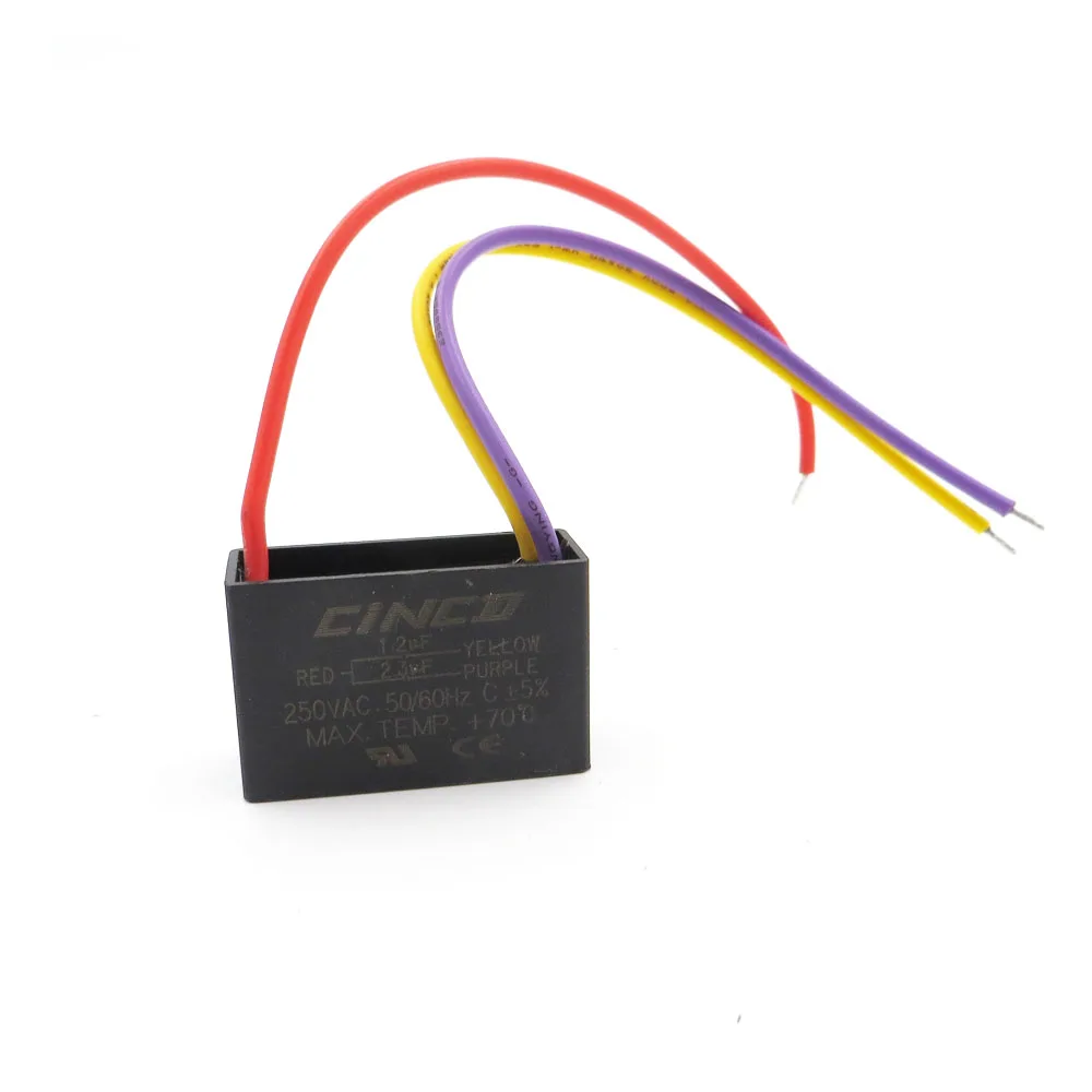 

CBB61 1.2 uF +2.3 uF 250V 3 wires Motor Run Capacitor electrical fan 3 Speed electric fanners Electronic Regulator Cable 250VAC