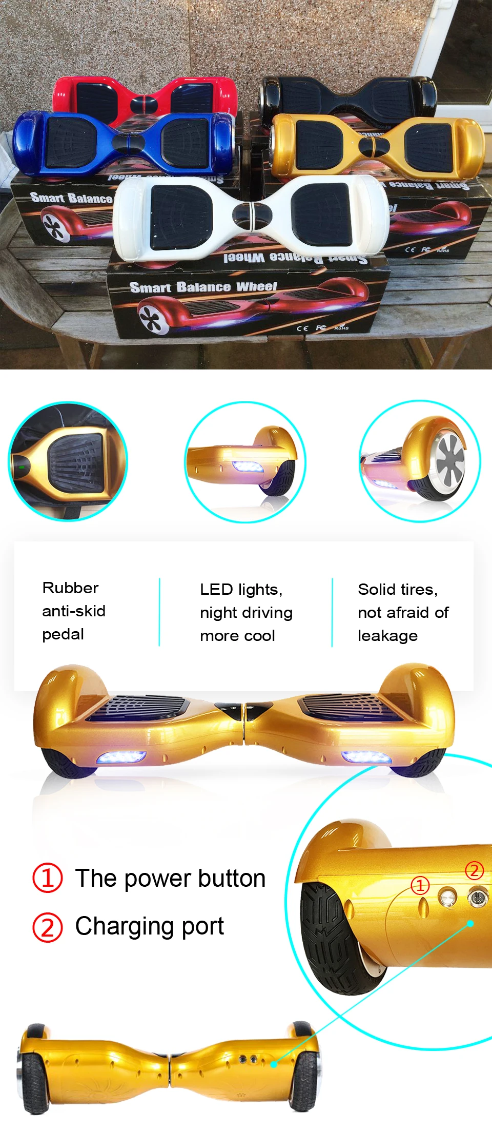 Hoverboard 6.5 inch Electric Scooter Two Wheels Smart Self Balance Scooter Electric Skateboard for AdultKids Drifting oxboard  (15)