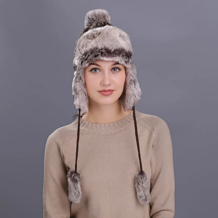 Зимняя шапочка, лыжная плотная Вязаная Шерстяная популярная теплая женская зимняя шапка с ушками, зимняя шапочка, шапка, Прямая поставка