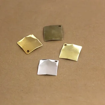 

11mm Square Geometric Designs with a Hole Charms DIY Earrings Necklace Findings Making Multi-color Plated