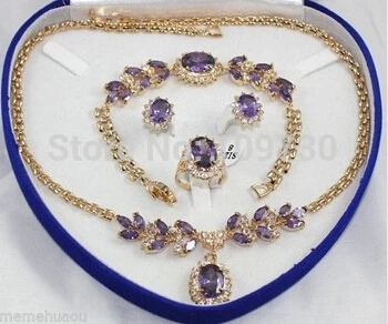 

hot sell > Bridal Jewellery Women's Set amethyst Necklace Earring Ring Bracelet