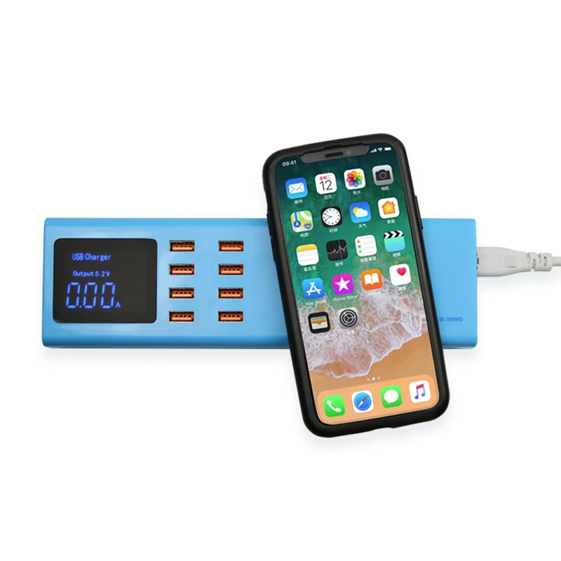 SS-309WD 8 порты USB светодиодный экран беспроводной зарядки iPhone samsung iPad планшеты huawei Macbook