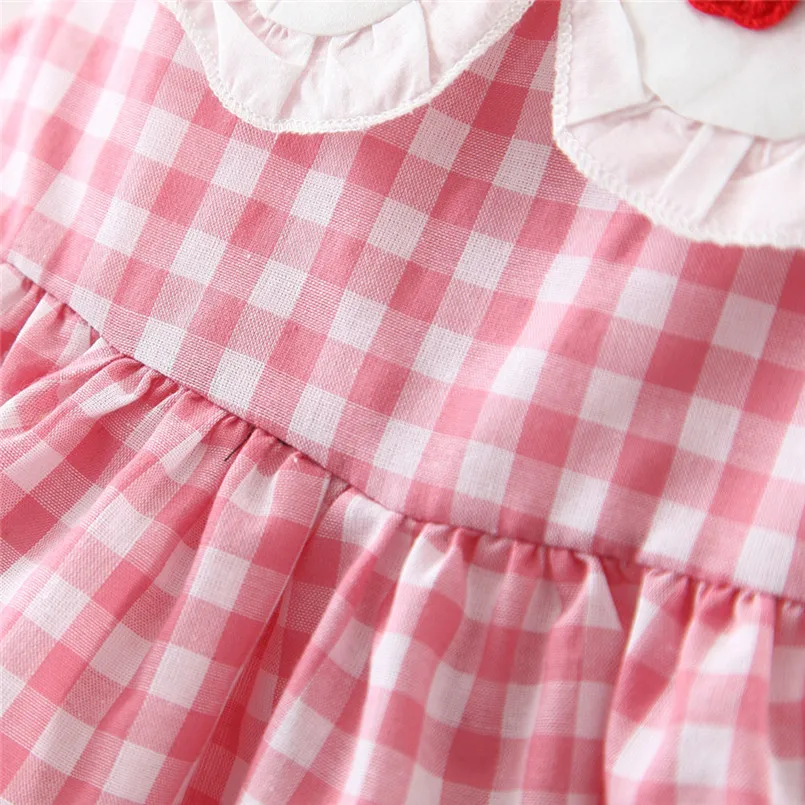 girls dress Newborn Kids Baby Girl Plaid Embroideried Fruit Ruffled Princess Dress Sundress robe fille roupa infantil ##4J10 (9)