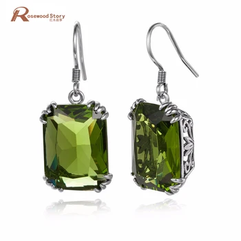 価格 女性エスニックヴィンテージロングイヤリング手作りオリーブ作成クリスタルイヤリング 925 スターリングシルバーの高級ブランド新