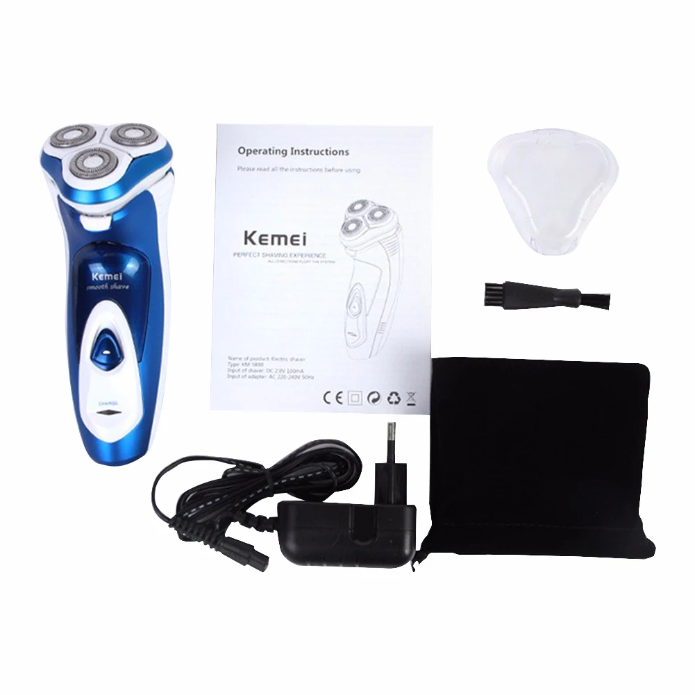 KEMEI KM-5880 перезаряжаемая электробритва с тройным лезвием электрическая бритва для бритья для мужчин уход за лицом 3D плавающая бритва
