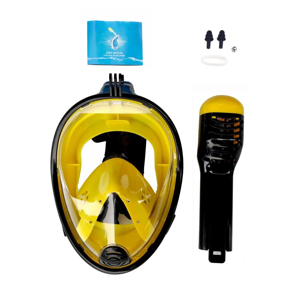 2018 Полное Лицо Маска для подводного плавания панорамный вид анти-туман Анти-утечка плавание трубка Подводное плавание маска GoPro