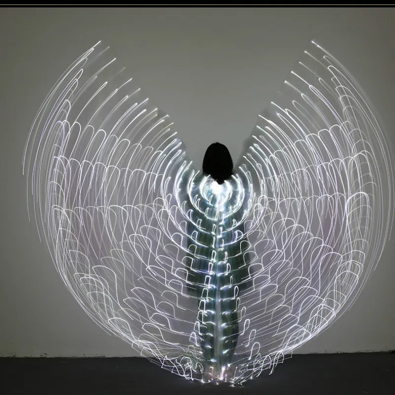 Ruoru Led Isis Wings with Holding Sticks Belly Dance Accessories Stage Performance Props Shining Led Wings Open 360 Degrees Club