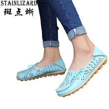 2016 frauen Wohnungen Solid Cut-outs Bequem Frauen Freizeitschuhe Runde Kappe Mokassins Faulenzer Wilden Atmungsaktiv Fahr Schuhe ST431