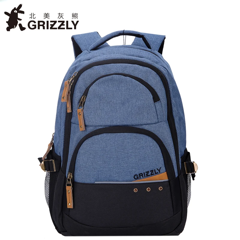 

GRIZZLY Men Canvas Laptop Backpack Casual Mochila for Teenager Boys Multifunction Schoolbags Large Capacity Travel Bag