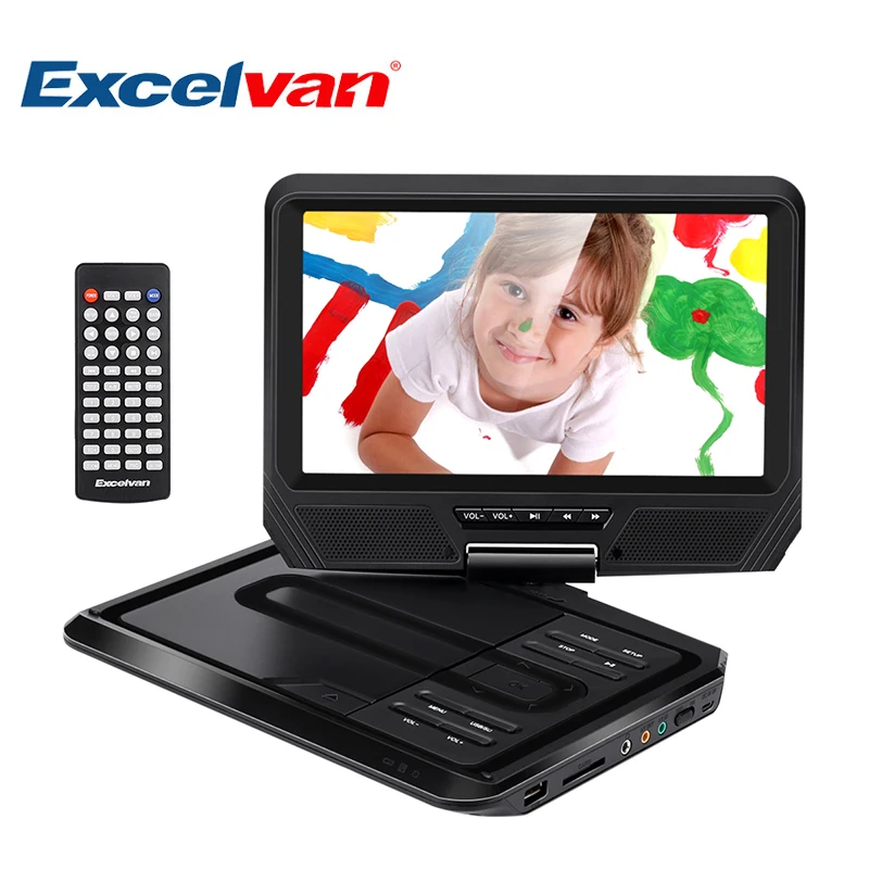 Excelvan KJM948 портативный DVD плеер с 270 Поворотный экран Поддержка USB TF карты ТВ CD portátil с перезаряжаемые батарея