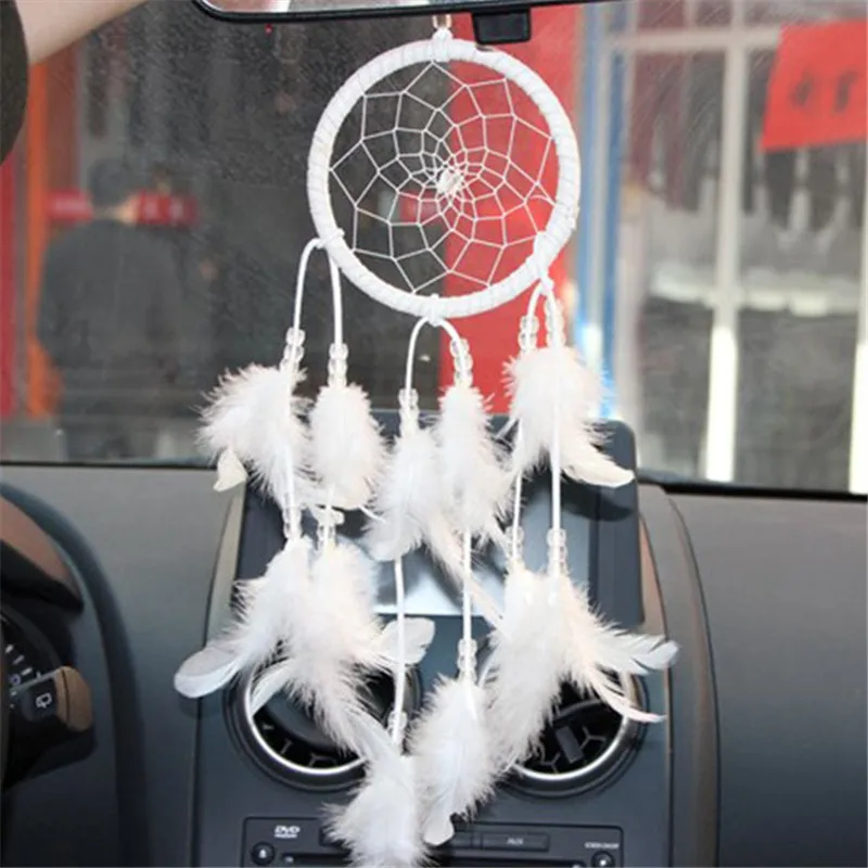 Новые белые Dream Catcher круглая сеть с перьями стене висит украшение Свадебные