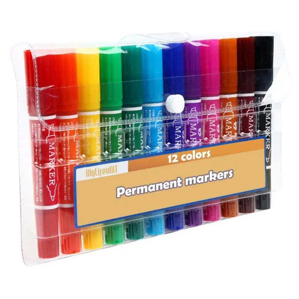 

Colors Markers Pen Set, Dual Tip Chisel Point Permanent Markers, Assorted Colors (12 Colors)