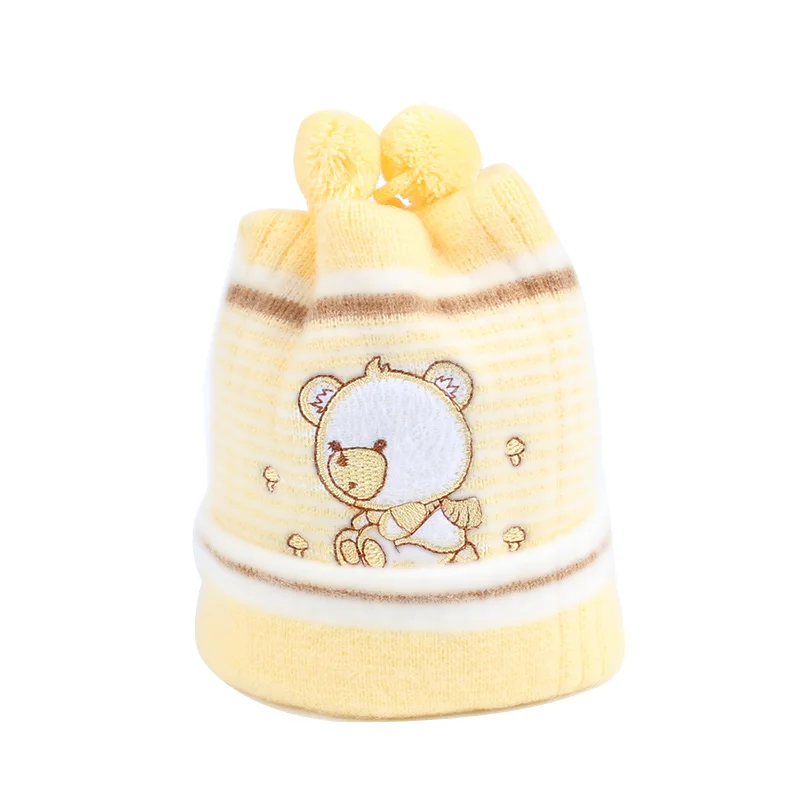 Bear Winter Hats For Newborns Crochet Baby Beanie Cotton Soft Corchet Pattern Hat Warm Newborn Pompom Hat Baby Girls Clothing (3)
