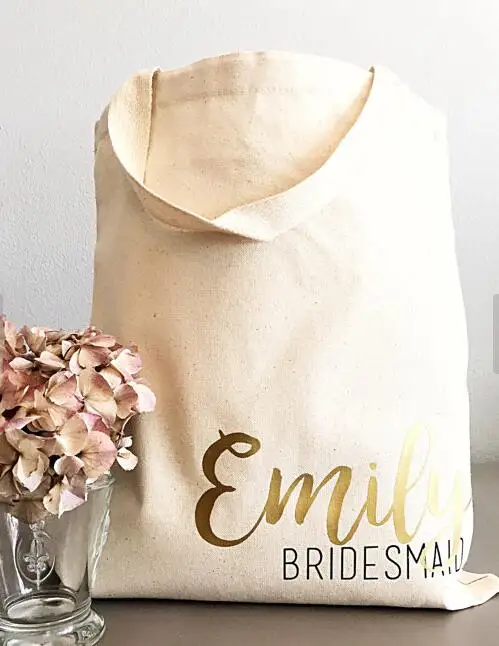 set of 4pcs Custom tote bags Personalized bridesmaid names Champagne Party wedding gift Bags ...