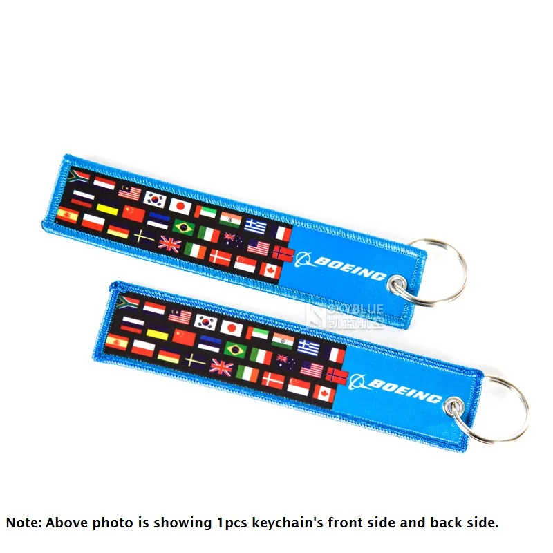 

New Blue Boeing Luggage Tag Travel Luggage Tag with world national flags Embroidery, Gift for Pilot Airman