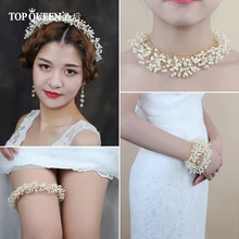 TOPQUEEN HP189 свадебная тиара невесты украшения для волос ручной работы жемчугом свадебные аксессуары для волос; Свадебные тиара свадебный головной убор