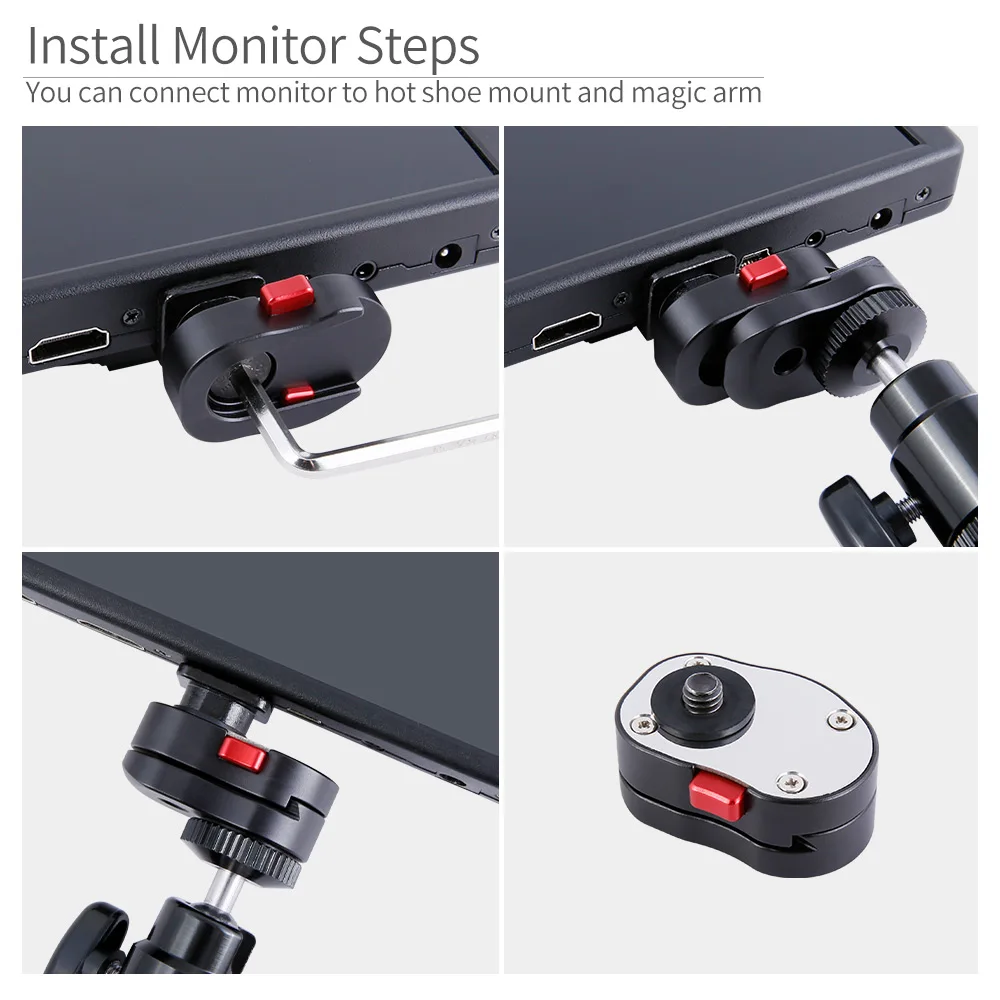 FEELWORLD Quick Plate for LCD/Camera Field Monitor and Articulating Arm Camera Rig with 1/4 Inch Screw Hole and Small 4K Monitor
