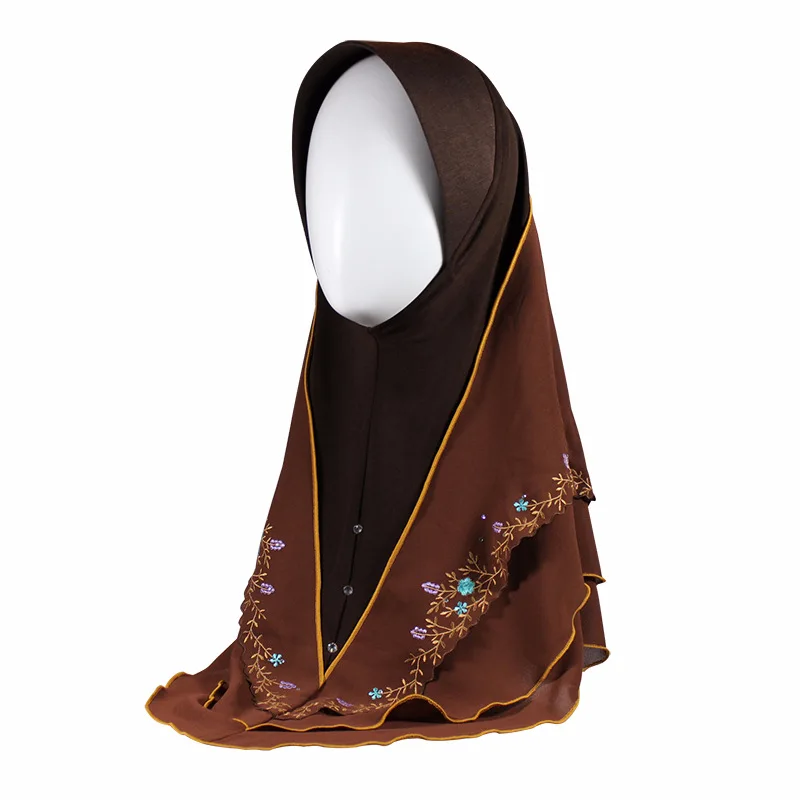 Fashion Muslim Women's Hijab Instant Wraps Bonnet Shawl Headscarf Abaya Headgear Arab Islamic Embroidery Scarf Bandanas Hooded