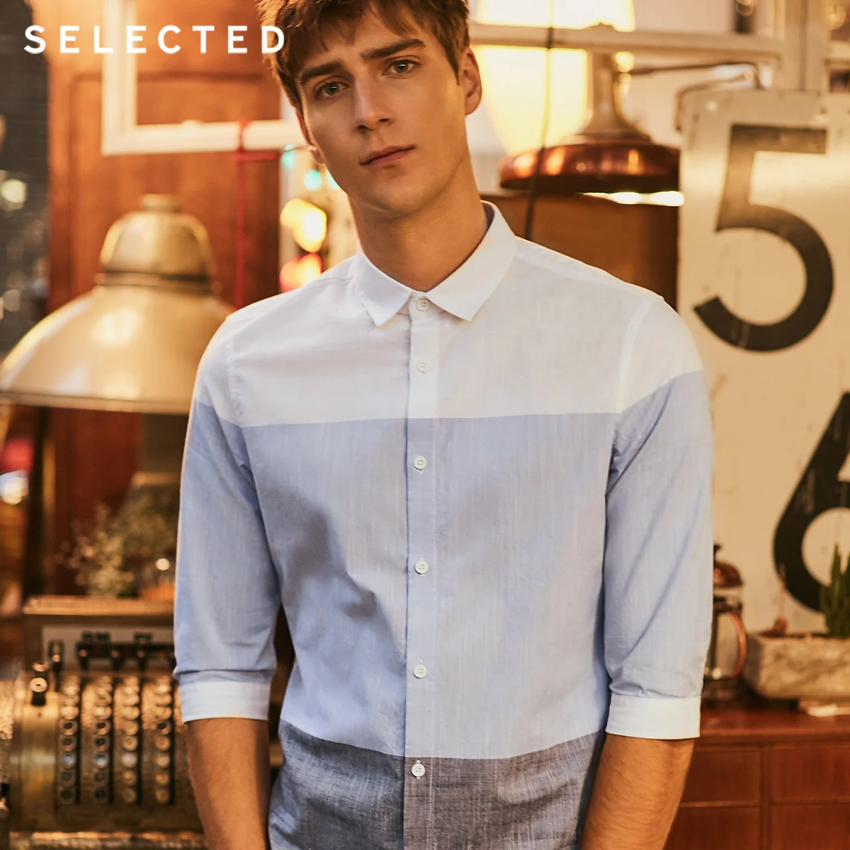 Cena Wybrana męska 100% bawełna w różnych kolorach 3 4 rękawy koszula S | 419231523