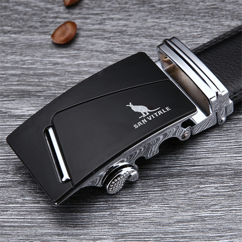 Famous Brand Belt Men Good Quality Cowskin Genuine Luxury Leather Men's Belts for Men,Strap Male Metal Automatic Buckle - Цвет: SV 1429S