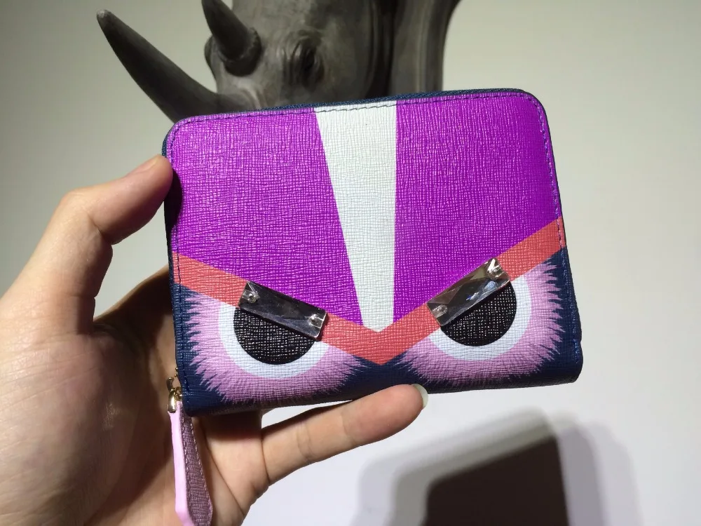 Little monsters spoof single zipper wallet brick big eye brief paragraph zero wallet men s and