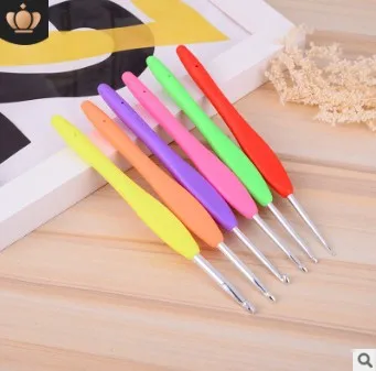 

2mm-5mm Direct Selling 200pcs/lot Multi Solid Core Soft Handle Crochet Hook TPR Aluminium Metal Hand Knitting Needle HA464