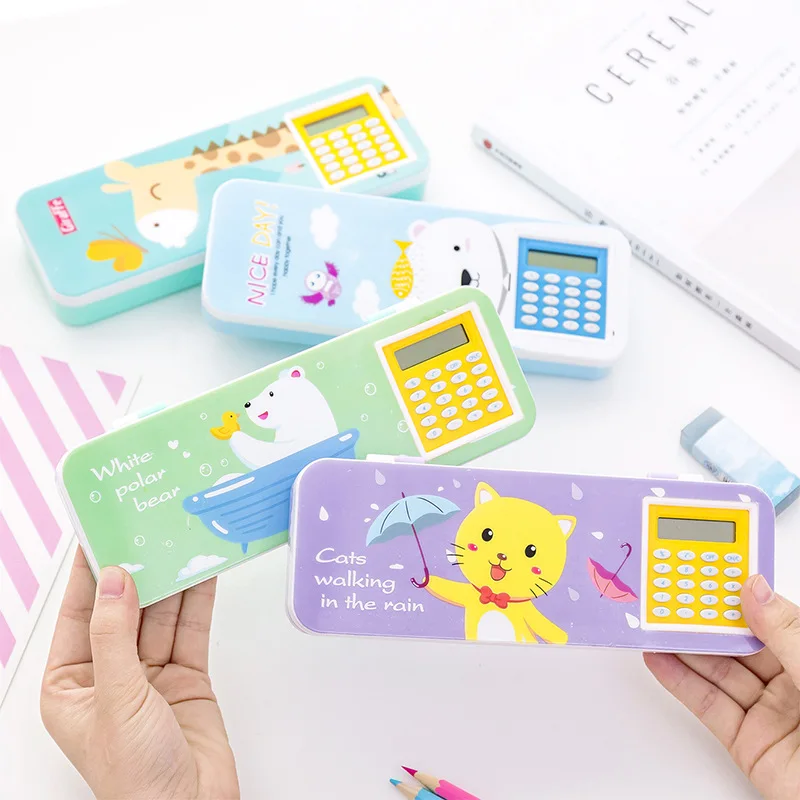 

Cute Cartoon Animal Multi-function Calculator Pencil Case Student Learns Stationery with Large-capacity Double-layer Pen Case