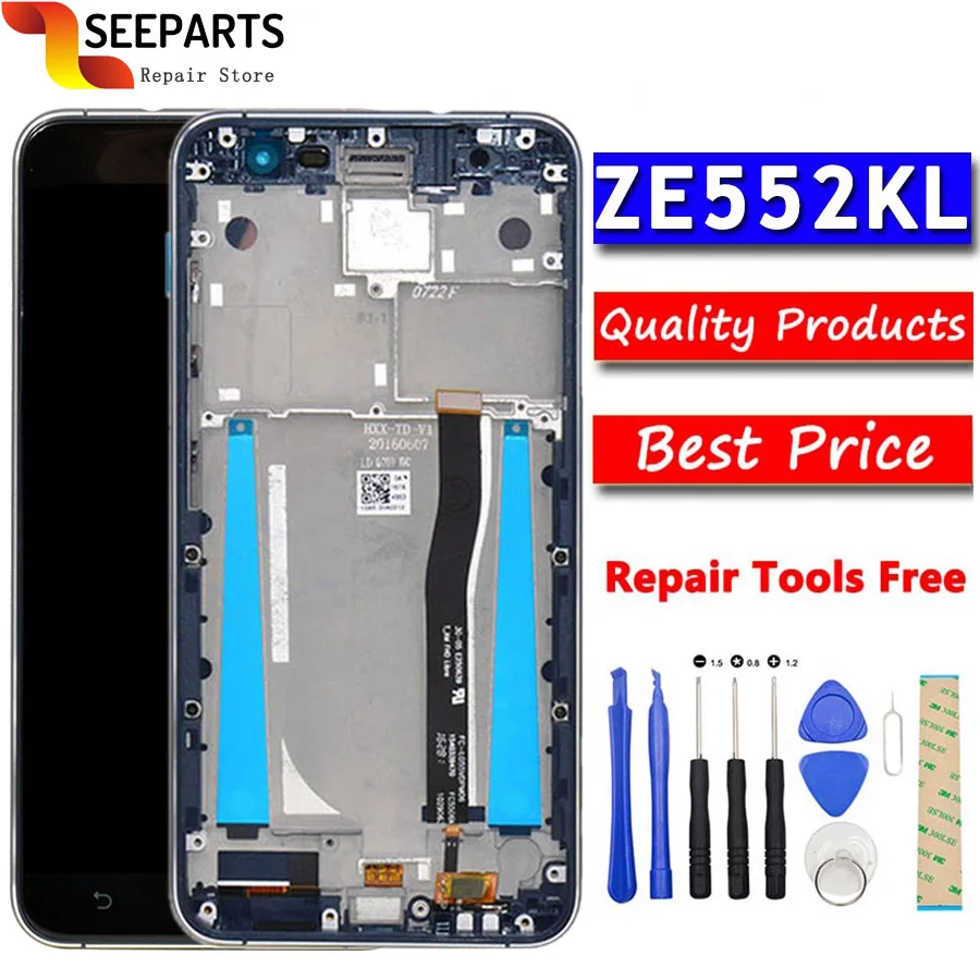 

For Asus ZenFone 3 ZE552KL LCD Display Panel Touch Screen Digitizer Assembly With Frame For ZE 552KL Z012D Z012DC Z012DA Black