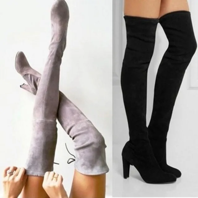 Boots Women 2018 New Women Shoes Thigh High Boots Women Winter Flock Plush Sexy Over The Knee Boots Women High Heel Ladies Shoes