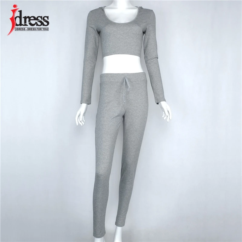 IDress Women Suit Outfit Two Piece Set Crop Top Legging Sweatpants Set Crop Hoodie Set Female Sweatshirt Pants Tracksuit Set (4)