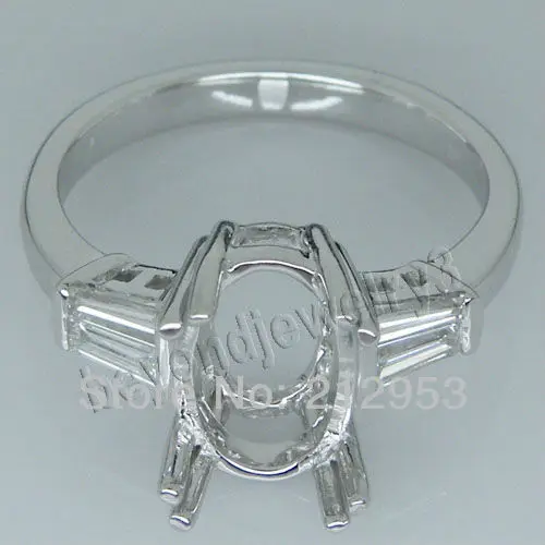 

Vintage Oval 6x9mm 18kt White Gold Setting Wedding Ring SR285A