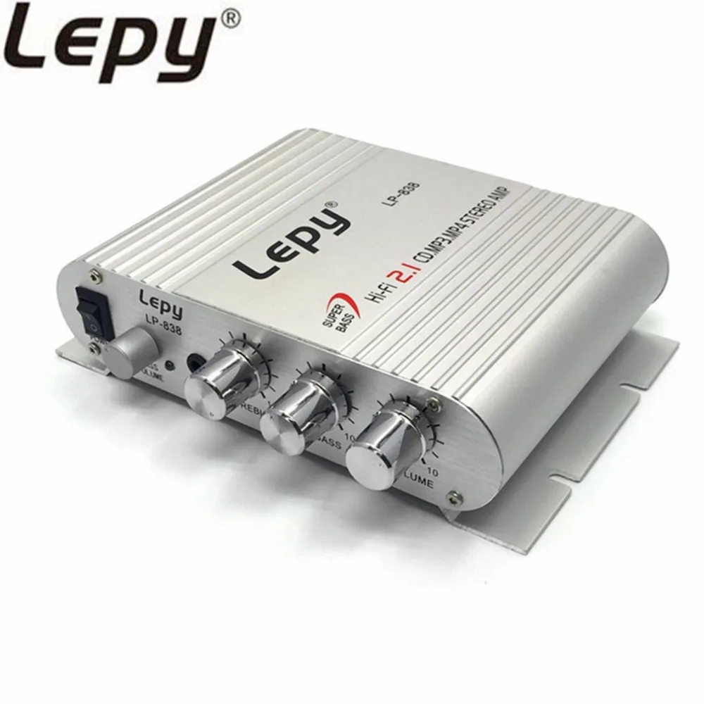 

LP-838 Portable Power Amplifier Hi-Fi 2.1 MP3 Radio Audio Stereo Bass Speaker Booster Player for Home Car Motorbike Black White