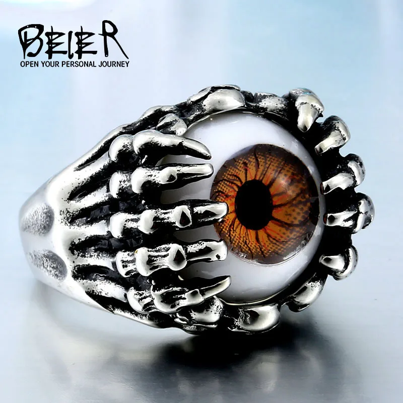 

BEIER Groothandel Nieuwe Mode Cool Claw Vivid Eye Ringen Voor Man Punk Biker Stijl Grijs/Blauw Kleur BR8039
